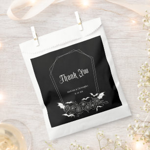 Elegant Gothic Floral Black Wedding Favour Bag