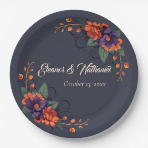 Elegant Gothic Floral Chic Wedding  Paper Plate