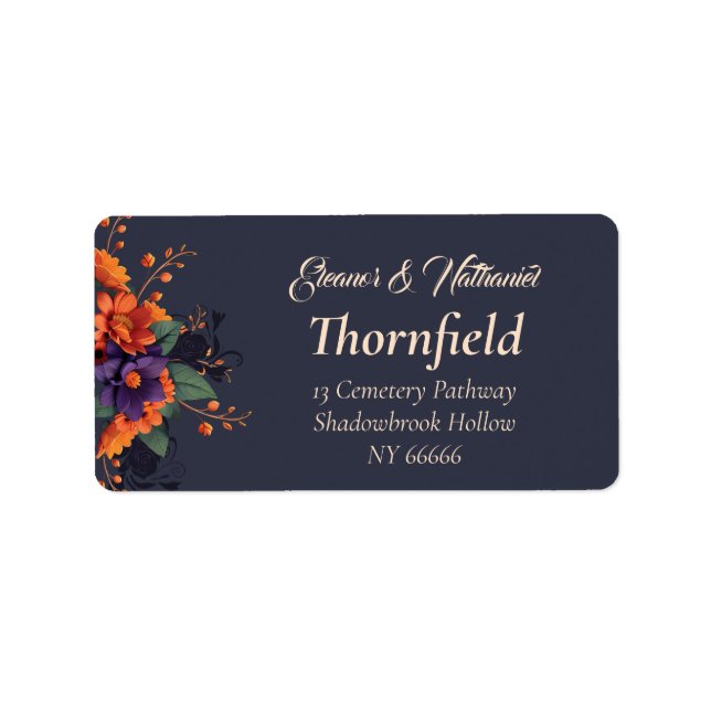 Elegant Gothic Floral Minimalistic Wedding  Label (Front)