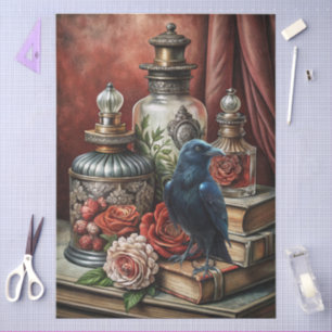  Elegant Gothic Floral & Raven Furniture Decoupage Tissue Paper