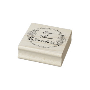 Elegant Gothic Floral Round Return Address Wedding Rubber Stamp