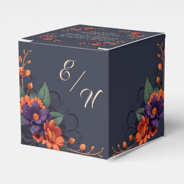 Elegant Gothic Floral Simple Monogram Gratitude Favour Box (Front Side)