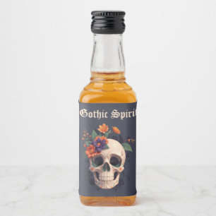 Elegant Gothic Floral Skull Monogram Wedding mini Liquor Bottle Label