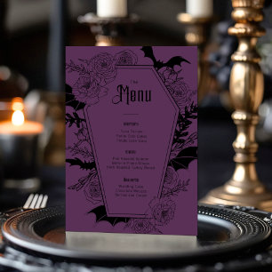 Elegant Gothic Floral Wedding Purple Menu