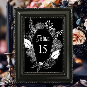 Elegant Gothic Floral Wedding Reception Black Table Number