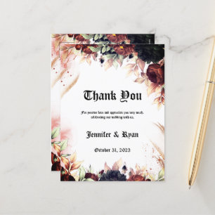 Elegant Gothic Flowers wedding Thank You Card