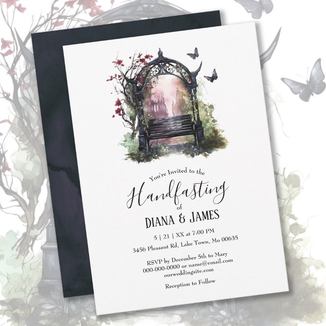 Elegant Gothic Garden Bench Floral Handfasting Invitation (Creator Uploaded)