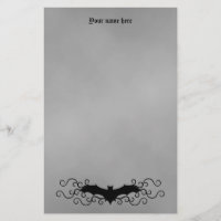 Elegant Gothic Halloween bat and swirls on grey