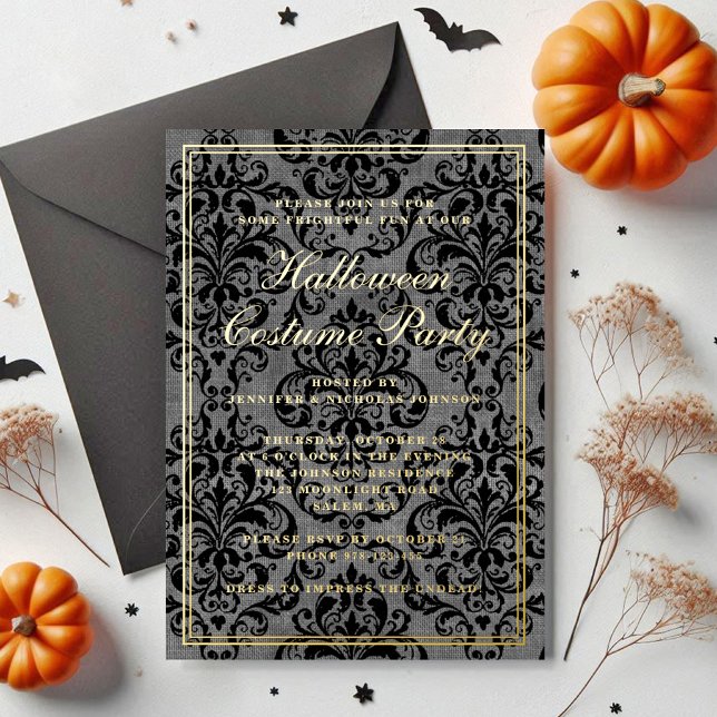 Elegant Gothic Halloween Costume Party  (Elegant Gothic Halloween Costume Party Foil Invitation)