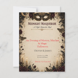 Elegant Gothic Halloween Dinner Party RSVP Card