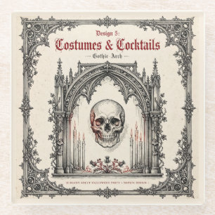 Elegant Gothic Halloween Party Skull Glass Coaster