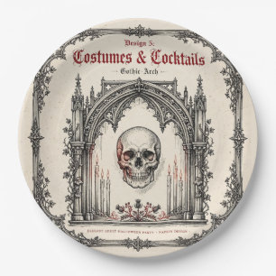 Elegant Gothic Halloween Party Skull Paper Plate