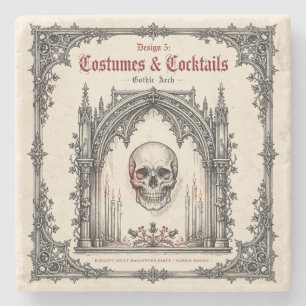 Elegant Gothic Halloween Party Skull Stone Coaster