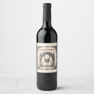 Elegant Gothic Halloween Party Skull Wine Label