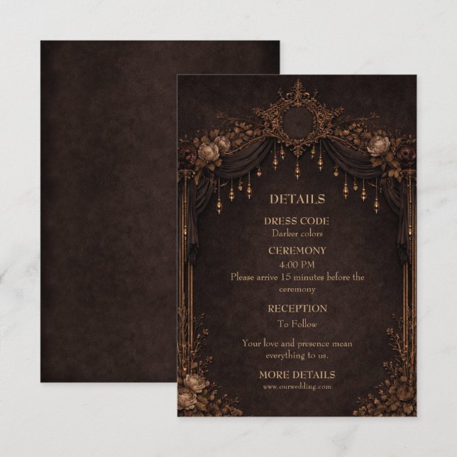 Elegant gothic halloween wedding enclosure card (Front/Back)