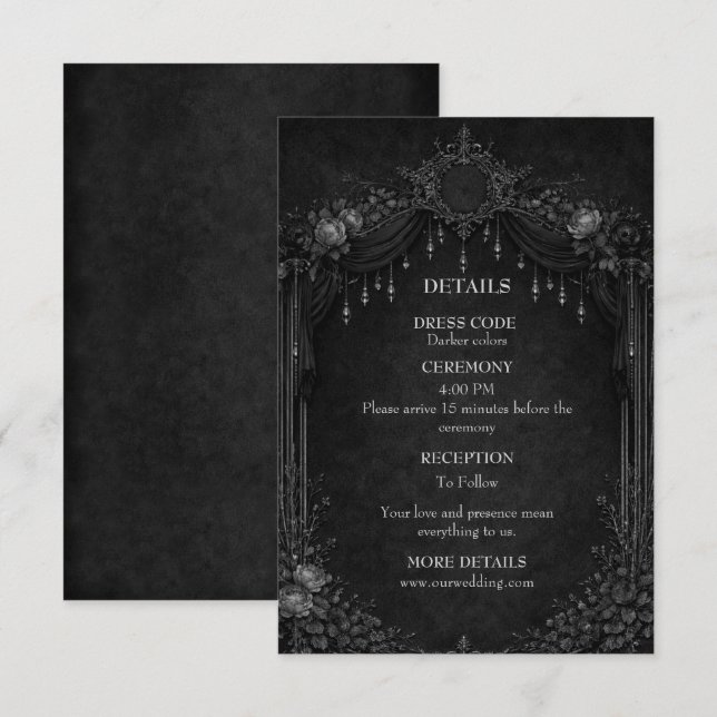 Elegant gothic halloween wedding enclosure card (Front/Back)