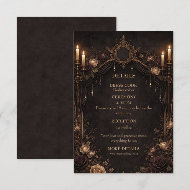 Elegant gothic halloween wedding enclosure card (Front/Back)