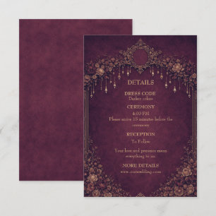 Elegant gothic halloween wedding enclosure card