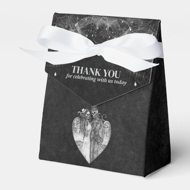 Elegant gothic halloween wedding  favour box (Front Side)