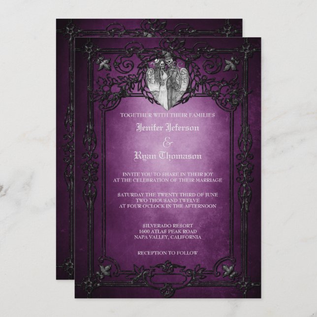 Elegant gothic halloween wedding Invitation (Front/Back)