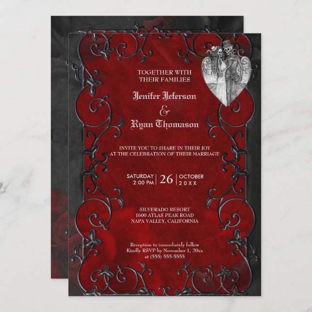 Elegant gothic halloween wedding Invitation (Front/Back)