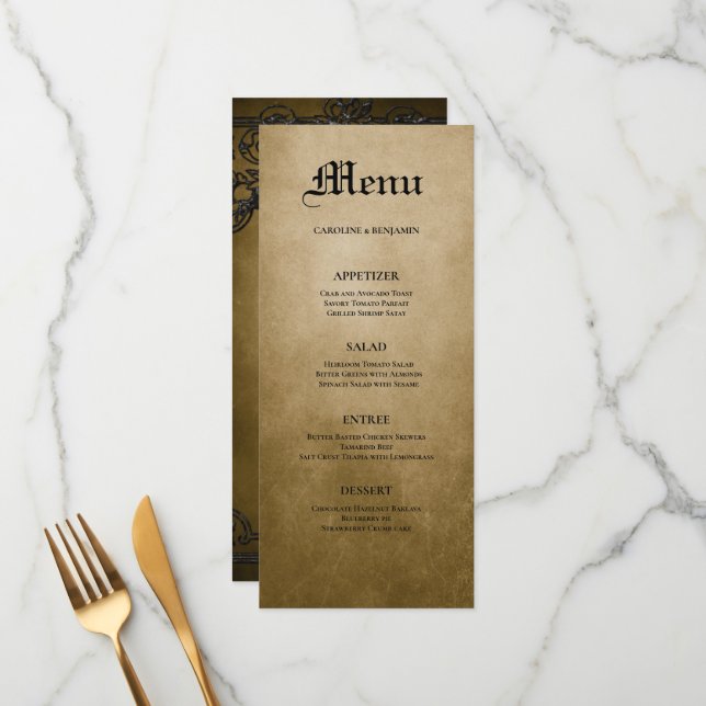 Elegant gothic halloween Wedding Menu (Front/Back In Situ)