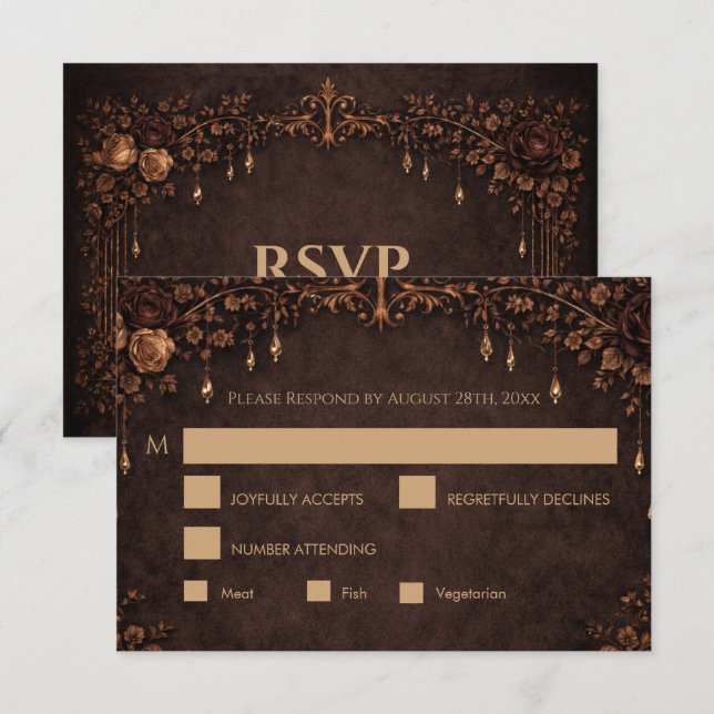 Elegant gothic halloween Wedding RSVP Card (Front/Back)