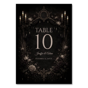 Elegant Gothic Halloween Wedding Table number