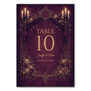 Elegant Gothic Halloween Wedding Table number