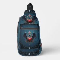 Elegant Gothic heart with fantasy bird.