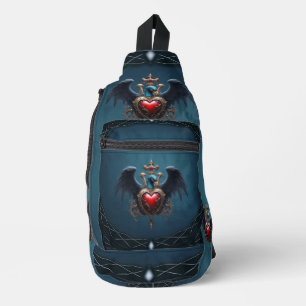 Elegant Gothic heart with fantasy bird. Sling Bag