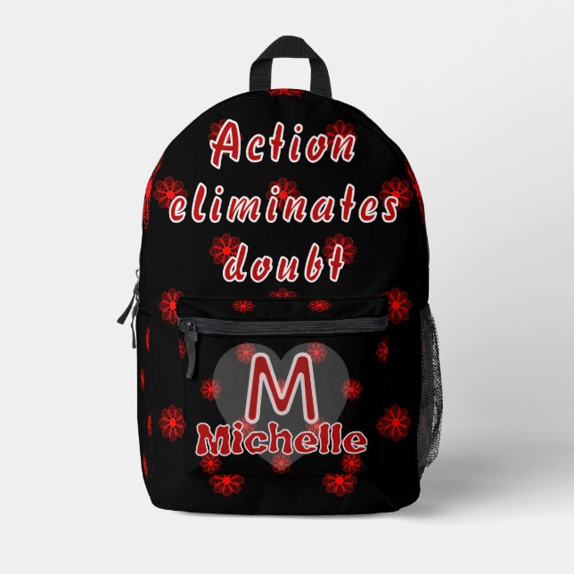 Elegant Gothic-Inspired Floral Design Pattern Printed Backpack (Front)