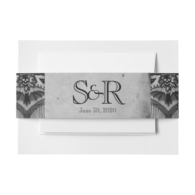 Elegant Gothic Lace Posh Wedding Belly Band Invitation Belly Band (Front Example)