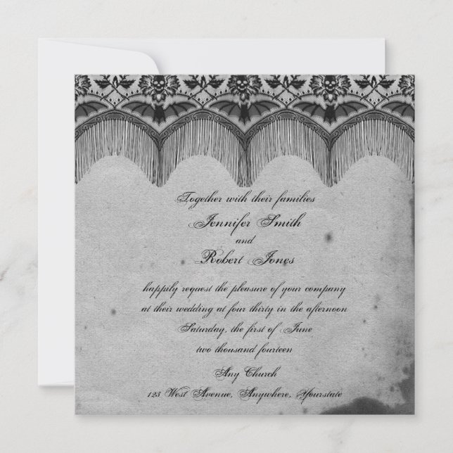 Elegant Gothic Lace Posh Wedding Invitation (Front)