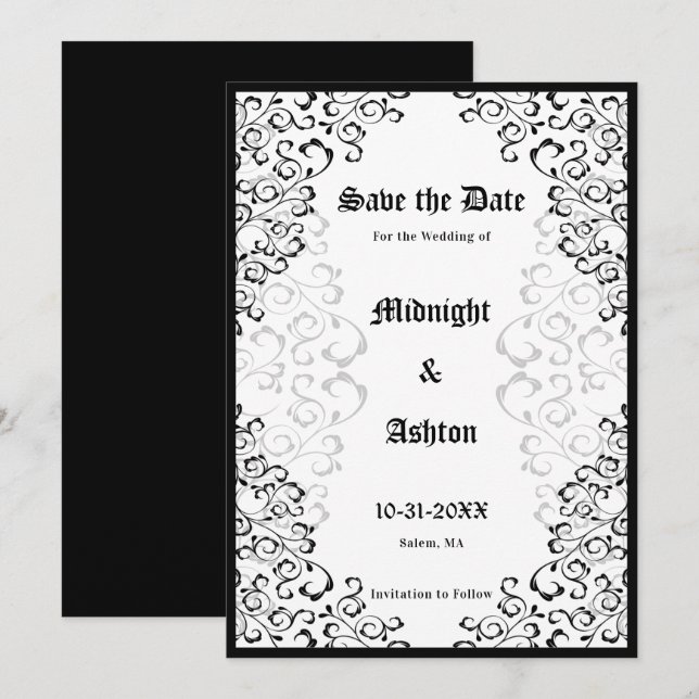 Elegant Gothic Ornate Frame Save the Date (Front/Back)