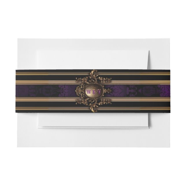 Elegant Gothic Purple and Gold Invitation Belly Band (Front Example)