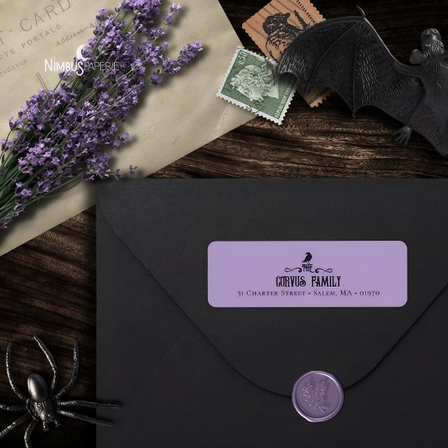 Elegant Gothic Raven Lavender Address Label (Creator Uploaded)