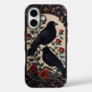 Elegant Gothic Ravens With Roses  iPhone 16 Case
