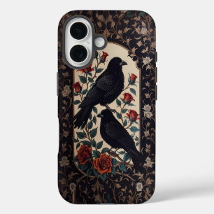 Elegant Gothic Ravens With Roses iPhone 16 Case