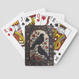 Elegant Gothic Ravens With Roses  Playing Cards