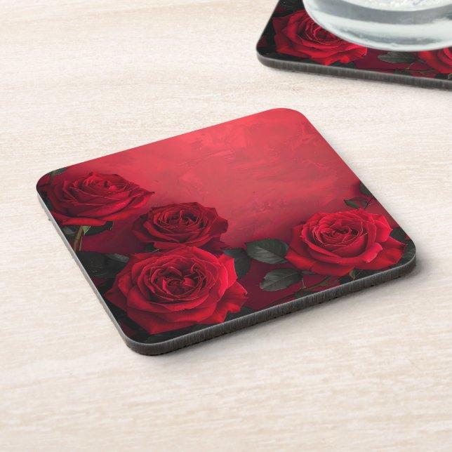 Elegant Gothic Red Roses  Coaster (Left Side)