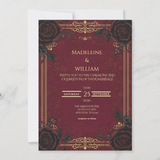 Elegant Gothic Romance Wedding  Invitation (Front)