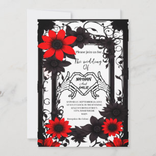 Elegant Gothic skeleton red and black wedding  Invitation