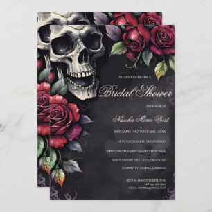 Elegant Gothic Skull & Roses Bridal Shower Invitation