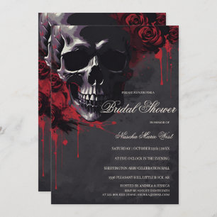 Elegant Gothic Skull & Roses Bridal Shower Invitation