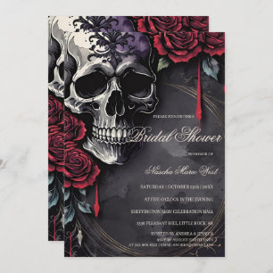 Elegant Gothic Skull & Roses Bridal Shower Invitation