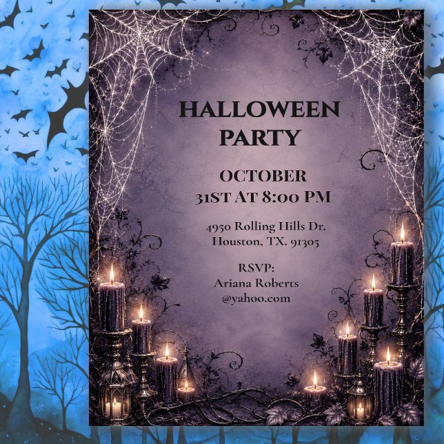 Elegant Gothic Spider Web Halloween Invitation (Creator Uploaded)