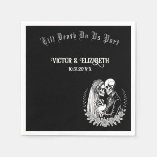 Elegant Gothic Till Death Do Us Part Skeleton Napkin