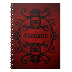 Elegant gothic vampire damask red and black notebook