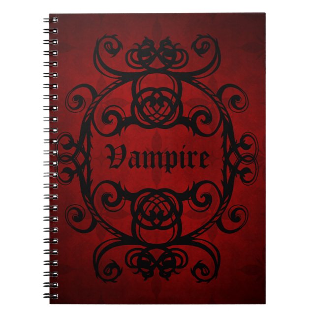 Elegant gothic vampire damask red and black notebook (Front)